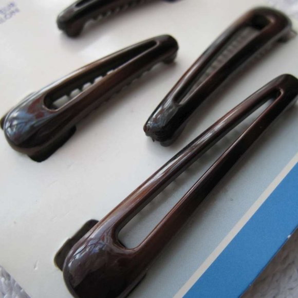 4 Goody Plastic Salon Clips Spring Backs Secure Hair Section Dark Black Red 2002 - Picture 8 of 15